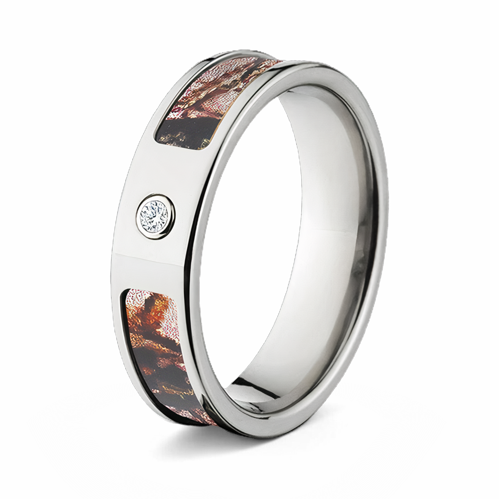 Mossy Oak Pink Breakup Camo Ring & Real Diamond - 6mm 