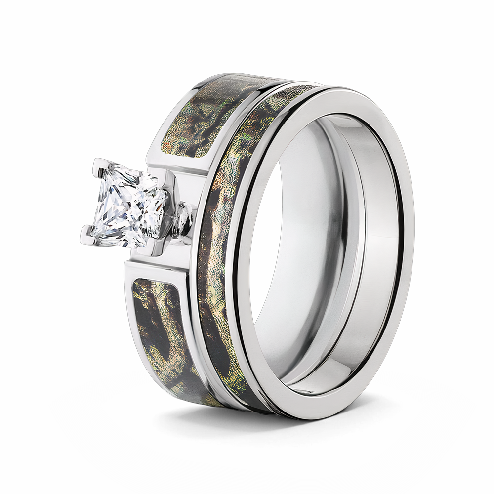 4mm Camo Wedding Bands Mossy Oak Breakup Infinity Bridal Set Camo