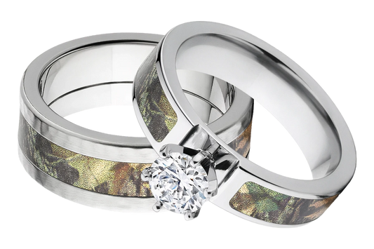 Mossy Oak Camo Ring Set for Him and Her - New Breakup 