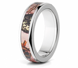 Mossy Oak Pink Breakup Camo Ring - 6mm Titanium 