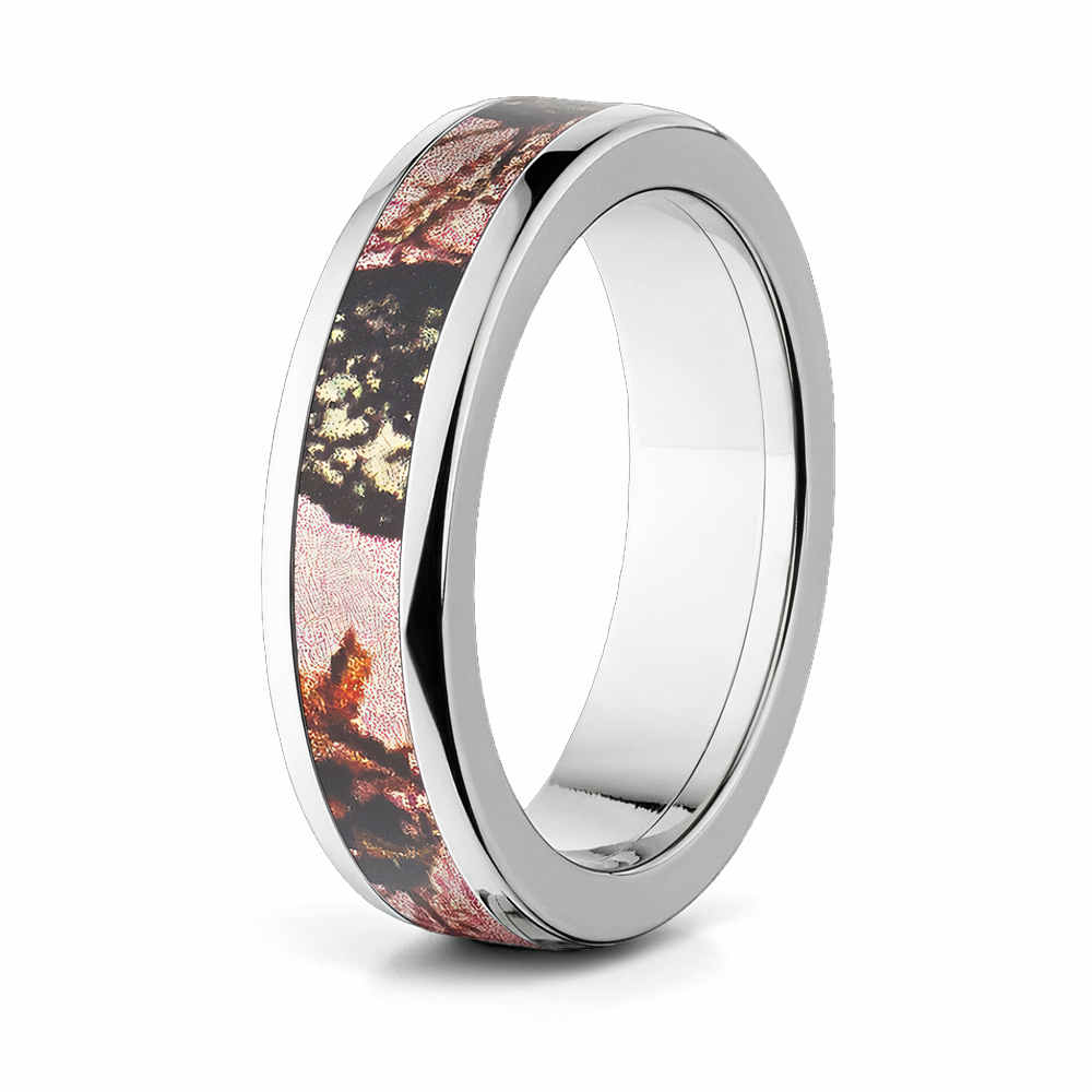 Mossy Oak Pink Breakup Camo Ring - 6mm Titanium 