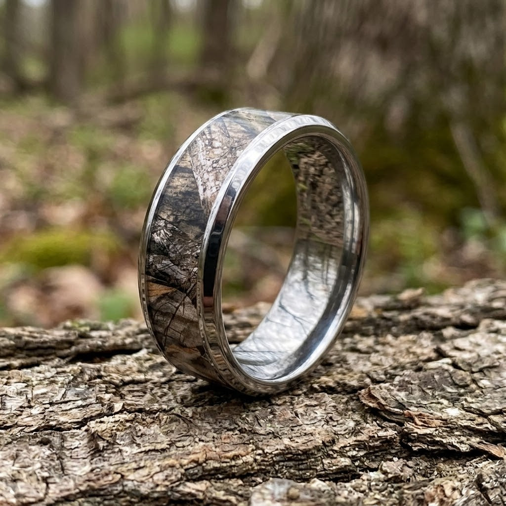 Mossy Oak Treestand Camo Ring - Titanium 7mm