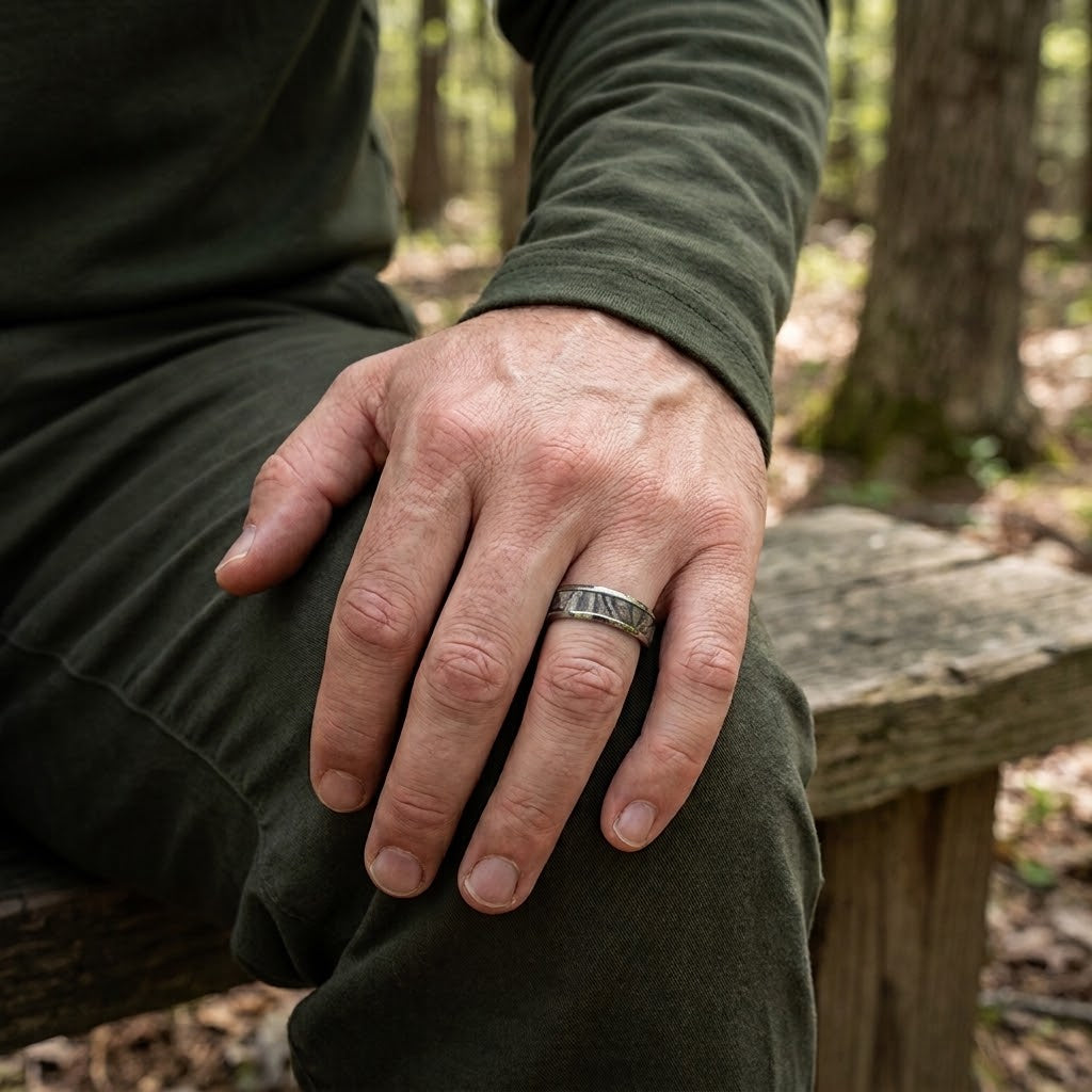 Mossy Oak Treestand Camo Ring - Titanium 7mm