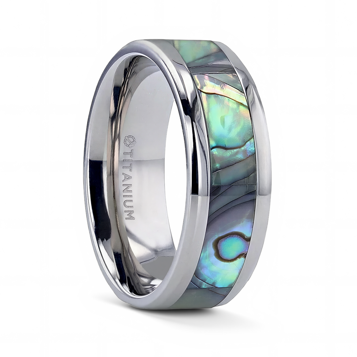 Mother of Pearl Beveled Wedding Band