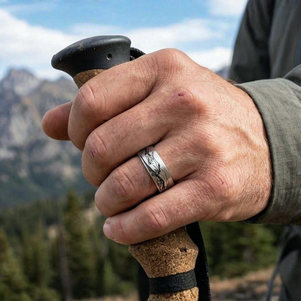 Cobalt Chrome Mountain Ring – Satin Finish 8mm