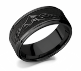 Mountain Pattern Ring - Black Zirconium 9mm 