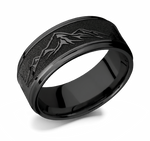 Mountain Pattern Ring - Black Zirconium 9mm 