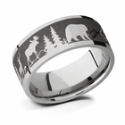 Ring with Laser Carved Bear Moose Deer and Mountains - 9mm 