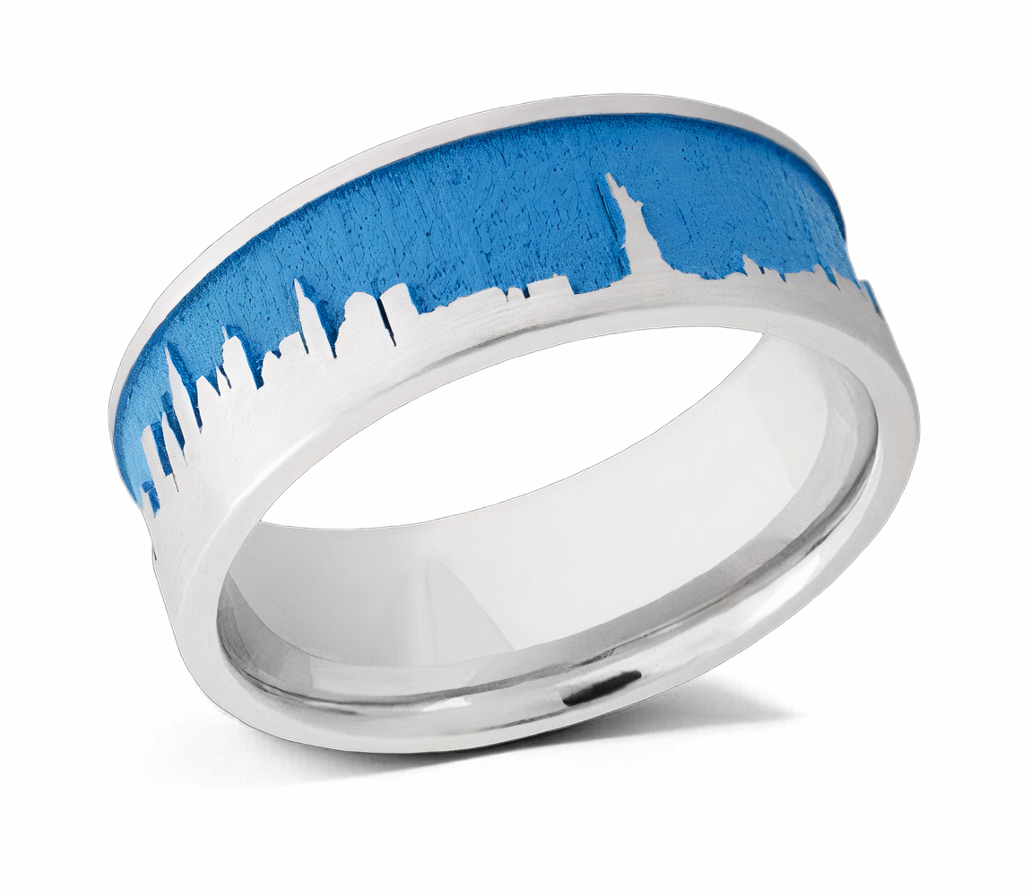 New York Skyline Ring with Blue Sky 