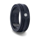 Black Rope Inlaid Black Titanium Ring with Diamond - Camo Ever After