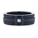 Black Rope Inlaid Black Titanium Ring with Diamond - Camo Ever After