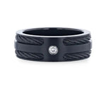Black Rope Inlaid Black Titanium Ring with Diamond - Camo Ever After