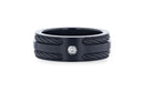 Black Rope Inlaid Black Titanium Ring with Diamond - Camo Ever After