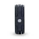 Black Rope Inlaid Black Titanium Ring with Diamond - Camo Ever After