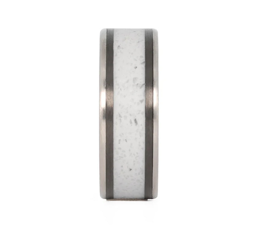 Concrete Wedding RIng with Carbon Fiber & Titanium Sleeve 