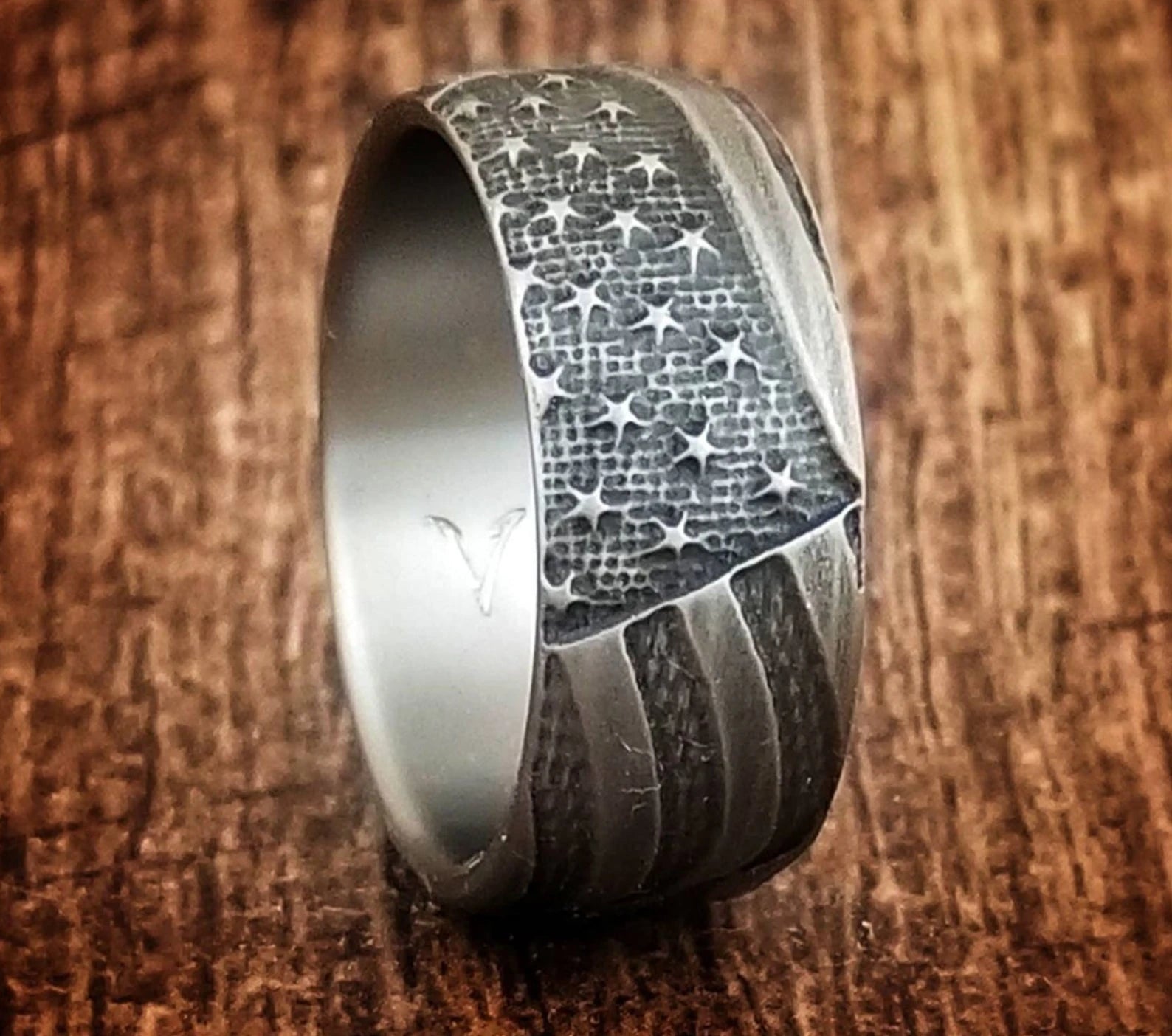 Old Glory Titanium American Flag Ring - Camo Ever After