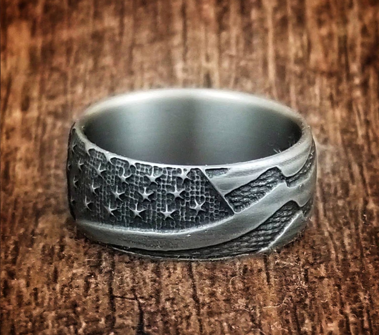 Old Glory Titanium American Flag Ring - Camo Ever After