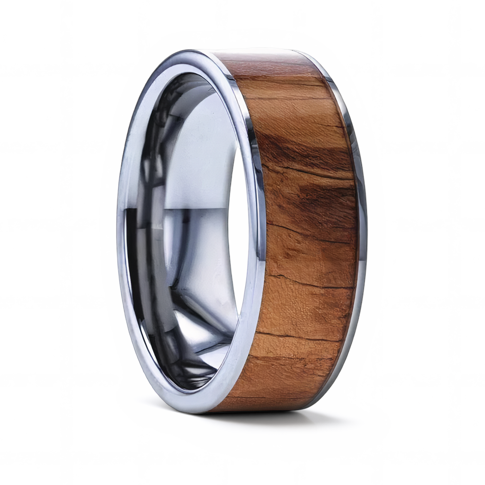 Olive Wood Tungsten Wedding Band