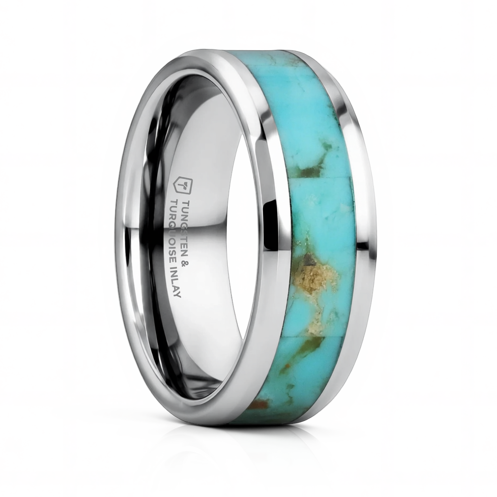 Turquoise Tungsten Wedding Band