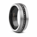 Gunmetal Tungsten Ring with Black Sapphires 