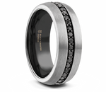 Gunmetal Tungsten Ring with Black Sapphires 
