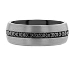 Gunmetal Tungsten Ring with Black Sapphires 