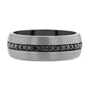 Gunmetal Tungsten Ring with Black Sapphires