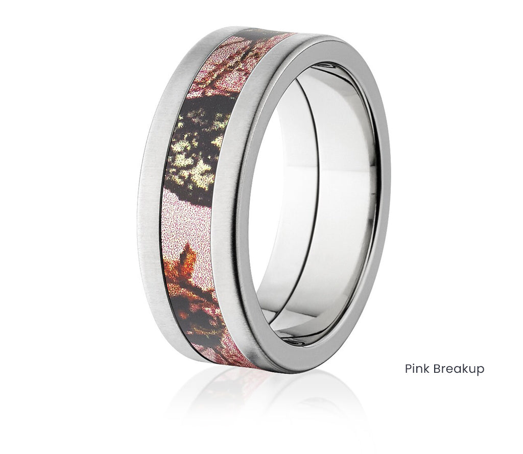 Mossy Oak Ring 8mm Titanium in Brush Finish - Pick Pattern 