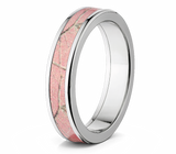 Pink Camo Ring for Her - Titanium 5mm 