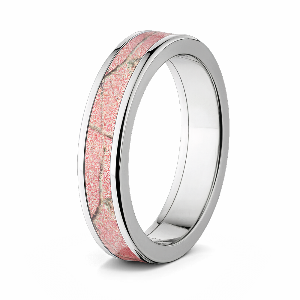 Pink Camo Ring for Her - Titanium 5mm 