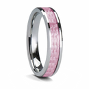 Pink Carbon Fiber Ring Beveled Tungsten 6mm 