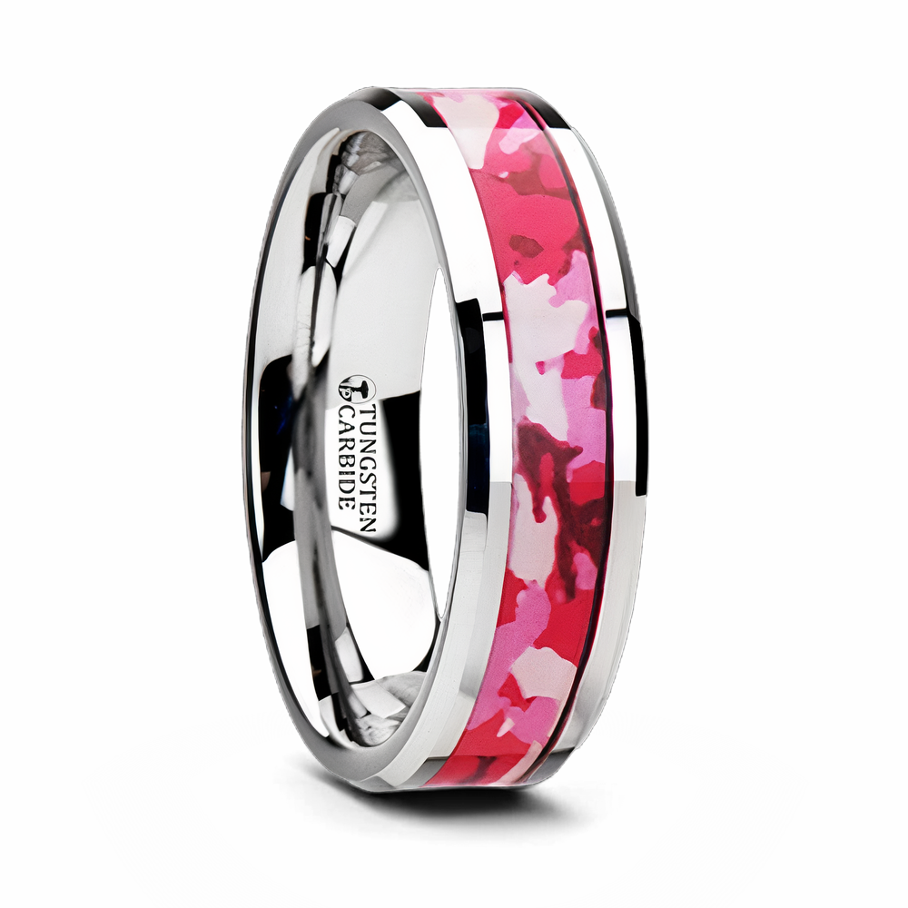 Pink Military Style Camo Ring in Tungsten - Camo Ever After