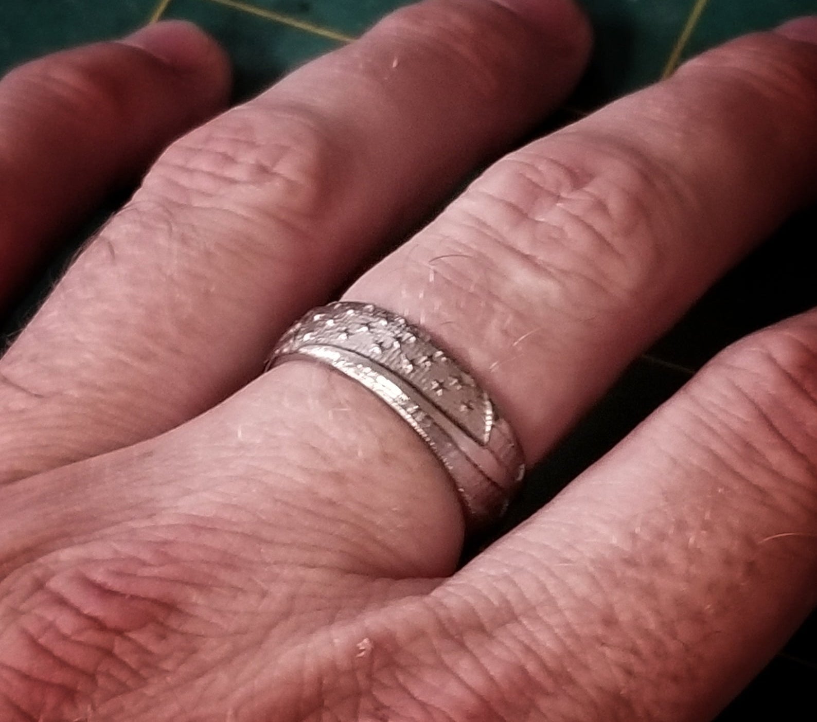 Old Glory Polished Titanium American Flag Ring 