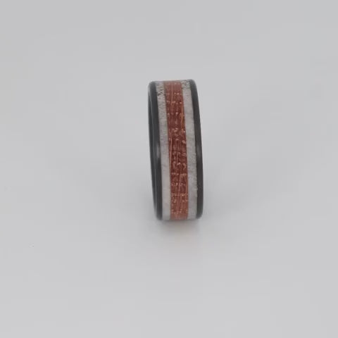 Deer Antler Whiskey Barrel Carbon Fiber Ring