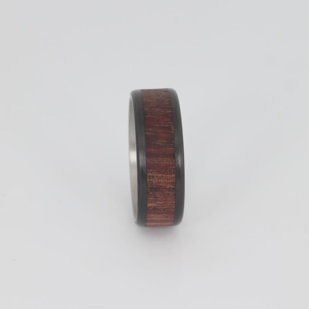 koa wood carbon fiber titanium ring