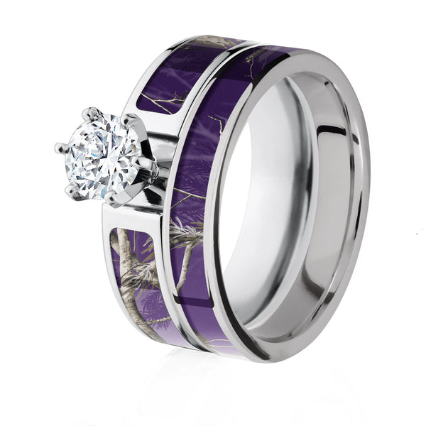 Realtree AP Purple Bridal Set - Round CZ Stone