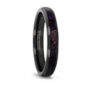 Black Tungsten Ring with Crushed Blue and Purple Goldstone 