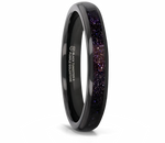 Black Tungsten Ring with Crushed Blue and Purple Goldstone 