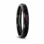 Black Tungsten Ring with Crushed Blue and Purple Goldstone 