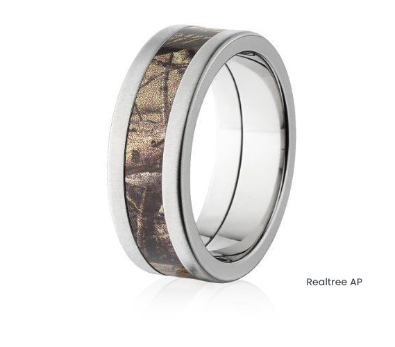 Realtree Wedding Ring 8mm Titanium in Brush Finish - Pick Pattern - Camo Ever After