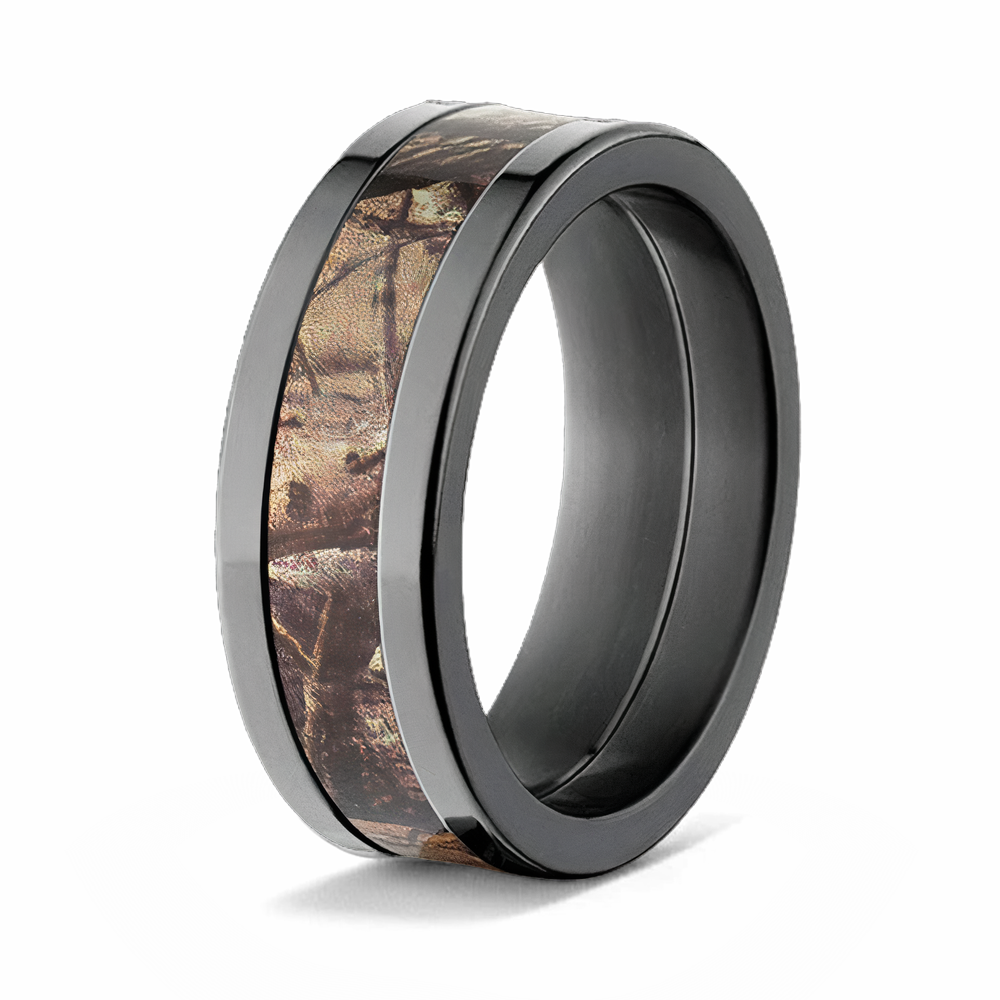Realtree AP Camo Ring for Him - Black Zirconium 8mm 