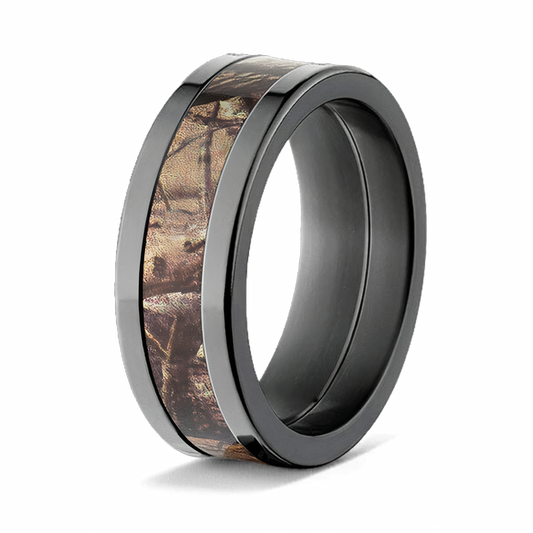 Realtree AP Camo Ring for Him - Black Zirconium 8mm 