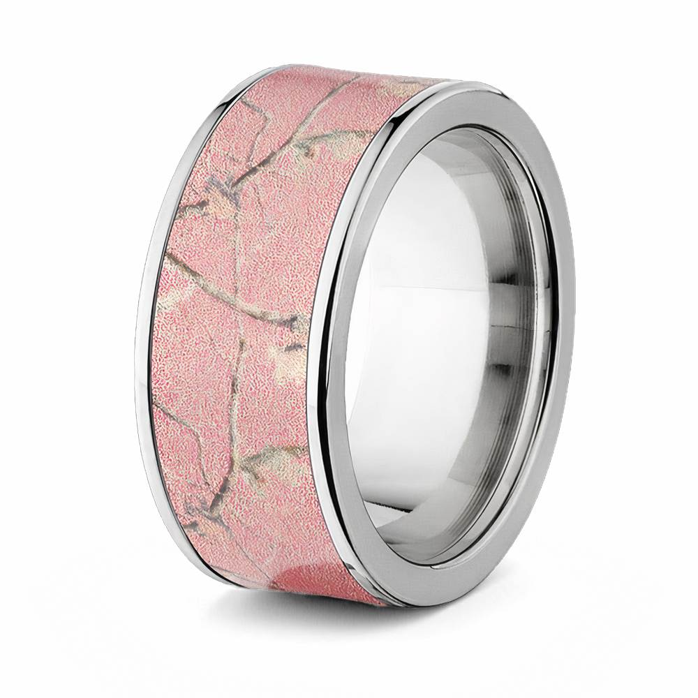 Pink Realtree Ring for Her - 10mm Titanium - Camo Ever After