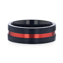 Black Ring with Centered Red Groove - Camo Ever After