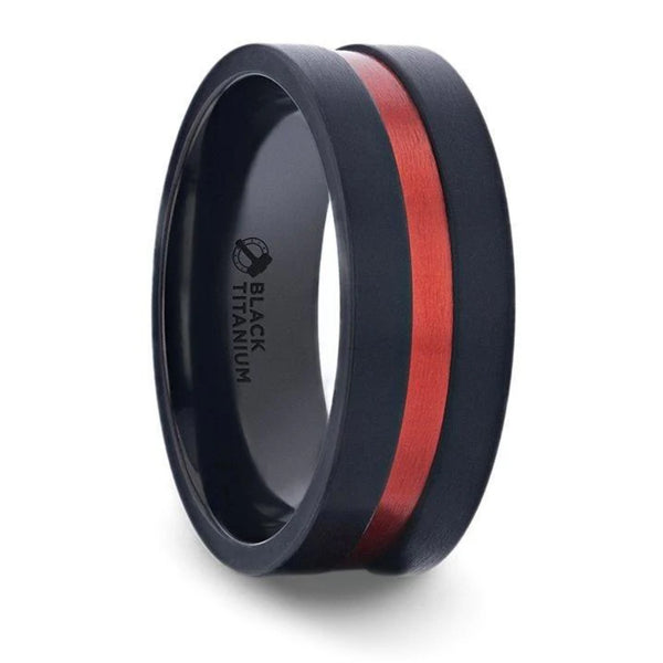 black ring with red stripe