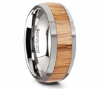 Red Oak Wood Inlay Ring - Tungsten 8mm 
