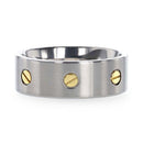Titanium Brush Finish Ring with Rotating Screw Design 
