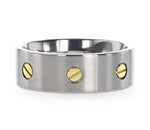 Titanium Brush Finish Ring with Rotating Screw Design 