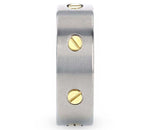 Titanium Brush Finish Ring with Rotating Screw Design 