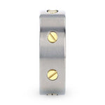 Titanium Brush Finish Ring with Rotating Screw Design 